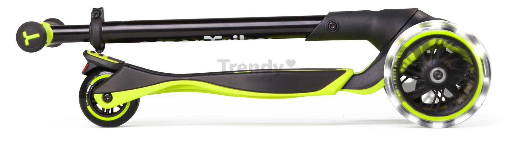 Kolobežka trojkolesová s rozšíriteľnou doskou Xtend Lime Scooter smarTrike skladacia s výškovo nastaviteľnými riadidlami a LED kolesami od 3 do 12 rok