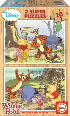 Drevené puzzle Macko Pú a Tiger Educa 2x 16 dielov