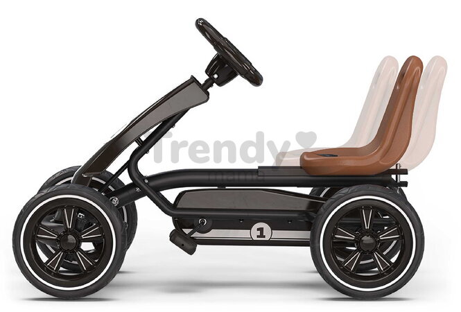 Motokára na šliapanie Go Kart Foxy Espresso Black Exit Toys kovová konštrukcia s EVA kolesami a nastaviteľným sedadlom od 2 do 5 rokov