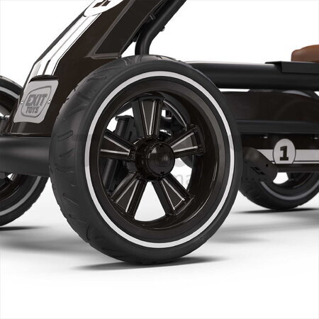 Motokára na šliapanie Go Kart Foxy Espresso Black Exit Toys kovová konštrukcia s EVA kolesami a nastaviteľným sedadlom od 2 do 5 rokov