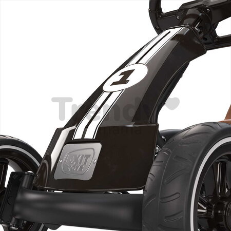 Motokára na šliapanie Go Kart Foxy Espresso Black Exit Toys kovová konštrukcia s EVA kolesami a nastaviteľným sedadlom od 2 do 5 rokov