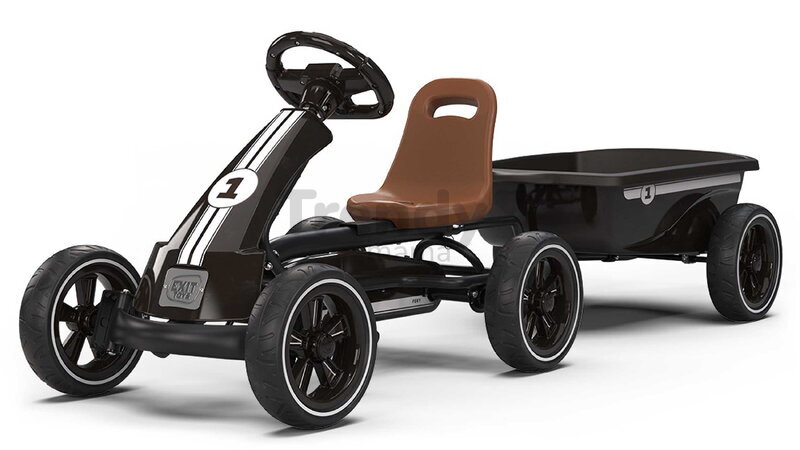 Motokára na šliapanie s prívesom Go Kart Foxy Espresso Black Exit Toys kovová konštrukcia s odolnými EVA kolesami a nastaviteľným sedadlom od 2 do 5 r