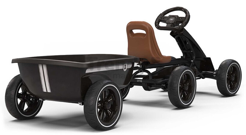 Motokára na šliapanie s prívesom Go Kart Foxy Espresso Black Exit Toys kovová konštrukcia s odolnými EVA kolesami a nastaviteľným sedadlom od 2 do 5 r