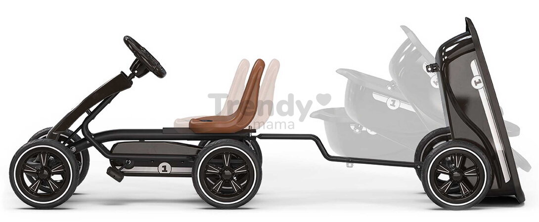 Motokára na šliapanie s prívesom Go Kart Foxy Espresso Black Exit Toys kovová konštrukcia s odolnými EVA kolesami a nastaviteľným sedadlom od 2 do 5 r