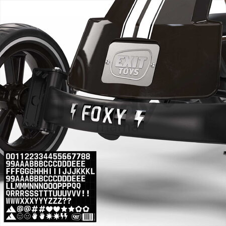 Motokára na šliapanie s prívesom Go Kart Foxy Espresso Black Exit Toys kovová konštrukcia s odolnými EVA kolesami a nastaviteľným sedadlom od 2 do 5 r