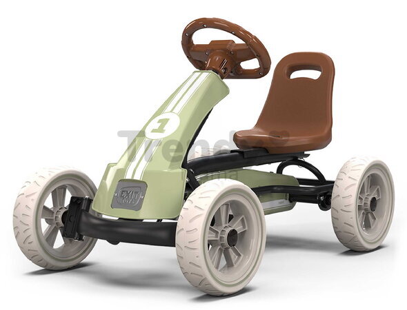 Motokára na šliapanie Go Kart Foxy Retro Green Exit Toys kovová konštrukcia s odolnými EVA kolesami a nastaviteľným sedadlom od 2 do 5 rokov