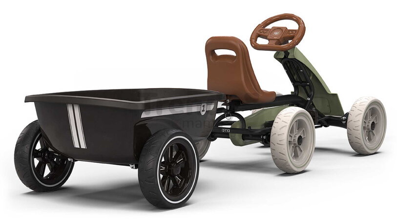 Motokára na šliapanie s prívesom Go Kart Foxy Retro Green Exit Toys kovová konštrukcia s odolnými EVA kolesami a nastaviteľným sedadlom od 2 do 5 roko