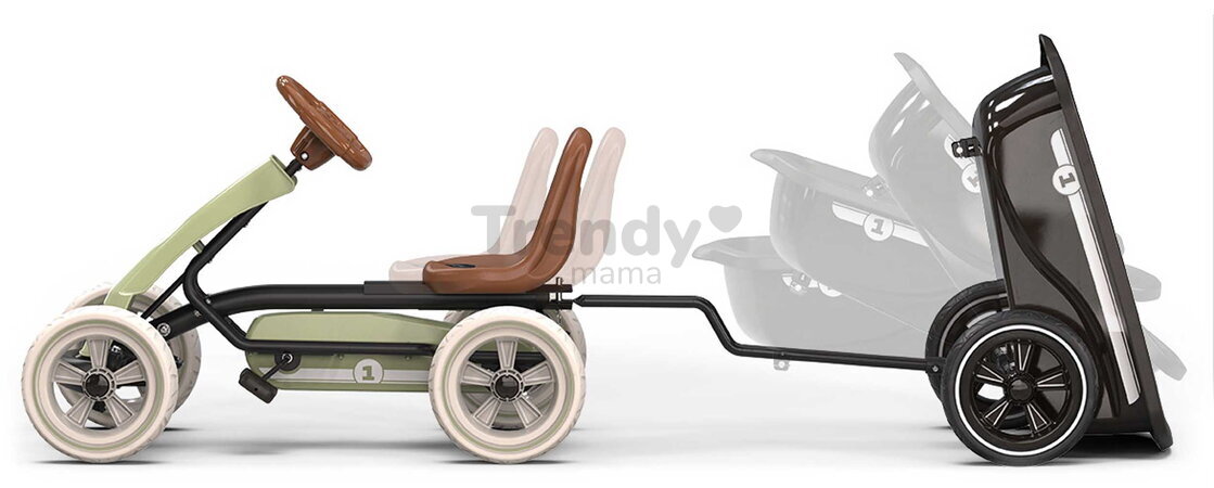 Motokára na šliapanie s prívesom Go Kart Foxy Retro Green Exit Toys kovová konštrukcia s odolnými EVA kolesami a nastaviteľným sedadlom od 2 do 5 roko