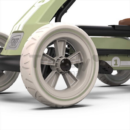 Motokára na šliapanie s prívesom Go Kart Foxy Retro Green Exit Toys kovová konštrukcia s odolnými EVA kolesami a nastaviteľným sedadlom od 2 do 5 roko