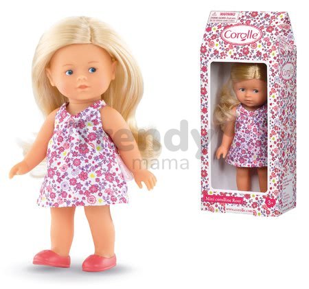 Bábika Mini Corolline Rosy Les Trendies Corolle s modrými očami a ružové kvetinky na šatách 20 cm