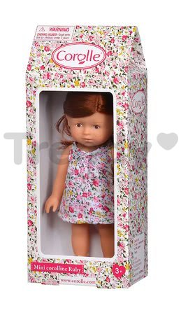 Bábika Mini Corolline Ruby Les Trendies Corolle s hnedými očami a žlté kvetinky na šatách 20 cm