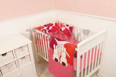 Súprava do postieľky Joy toTs-smarTrike zajačik paplónik, plachta a hniezdo 100% bavlnený satén ružová od 0 mesiacov