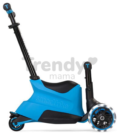 Odrážadlo a kolobežka 2v1 trojkolesová s LED kolesami Xtend Scooter Ride-on Blue smarTrike s vodiacou tyčou s nastaviteľnou výškou a úložným priestoro