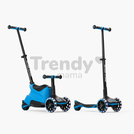 Odrážadlo a kolobežka 2v1 trojkolesová s LED kolesami Xtend Scooter Ride-on Blue smarTrike s vodiacou tyčou s nastaviteľnou výškou a úložným priestoro