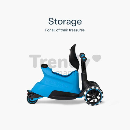 Odrážadlo a kolobežka 2v1 trojkolesová s LED kolesami Xtend Scooter Ride-on Blue smarTrike s vodiacou tyčou s nastaviteľnou výškou a úložným priestoro