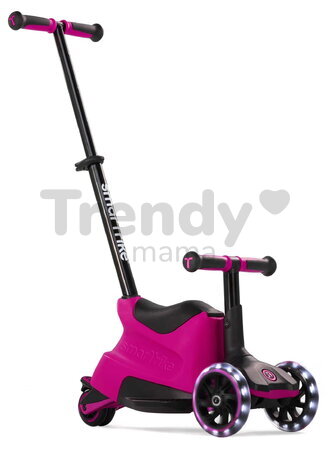 Odrážadlo a kolobežka 2v1 trojkolesová s LED kolesami Xtend Scooter Ride-on Pink smarTrike s vodiacou tyčou s nastaviteľnou výškou a úložným priestoro