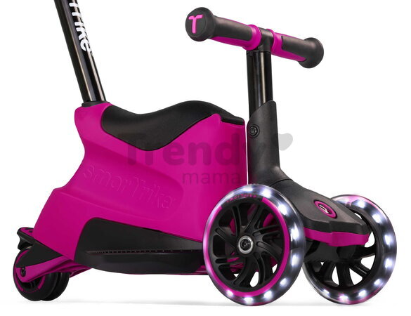 Odrážadlo a kolobežka 2v1 trojkolesová s LED kolesami Xtend Scooter Ride-on Pink smarTrike s vodiacou tyčou s nastaviteľnou výškou a úložným priestoro