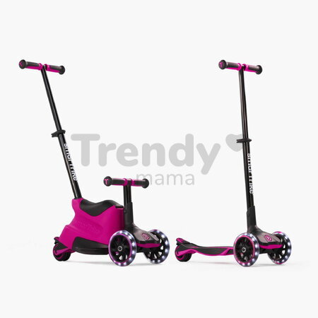 Odrážadlo a kolobežka 2v1 trojkolesová s LED kolesami Xtend Scooter Ride-on Pink smarTrike s vodiacou tyčou s nastaviteľnou výškou a úložným priestoro