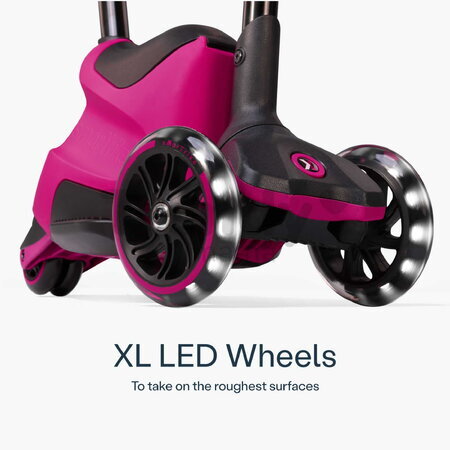 Odrážadlo a kolobežka 2v1 trojkolesová s LED kolesami Xtend Scooter Ride-on Pink smarTrike s vodiacou tyčou s nastaviteľnou výškou a úložným priestoro