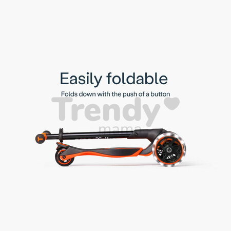 Odrážadlo a kolobežka 2v1 trojkolesová s LED kolesami Xtend Scooter Ride-on Orange smarTrike s vodiacou tyčou s nastaviteľnou výškou a úložným priesto