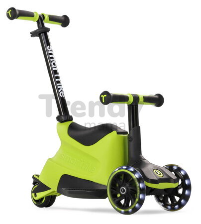 Odrážadlo a kolobežka 2v1 trojkolesová s LED kolesami Xtend Scooter Ride-on Lime smarTrike s vodiacou tyčou s nastaviteľnou výškou a úložným priestoro