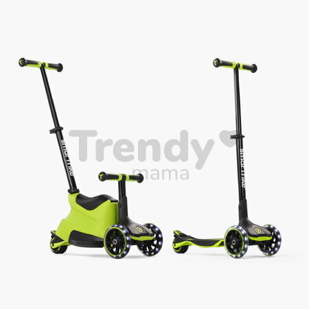 Odrážadlo a kolobežka 2v1 trojkolesová s LED kolesami Xtend Scooter Ride-on Lime smarTrike s vodiacou tyčou s nastaviteľnou výškou a úložným priestoro