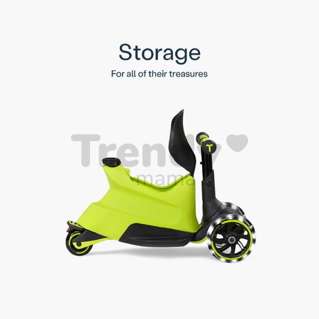 Odrážadlo a kolobežka 2v1 trojkolesová s LED kolesami Xtend Scooter Ride-on Lime smarTrike s vodiacou tyčou s nastaviteľnou výškou a úložným priestoro