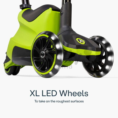 Odrážadlo a kolobežka 2v1 trojkolesová s LED kolesami Xtend Scooter Ride-on Lime smarTrike s vodiacou tyčou s nastaviteľnou výškou a úložným priestoro
