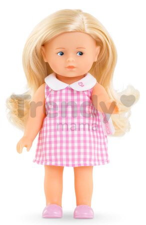 Bábika Mini Corolline Rosy Corolle dlhé blond vlasy s modrými očami a ružové šaty 20 cm