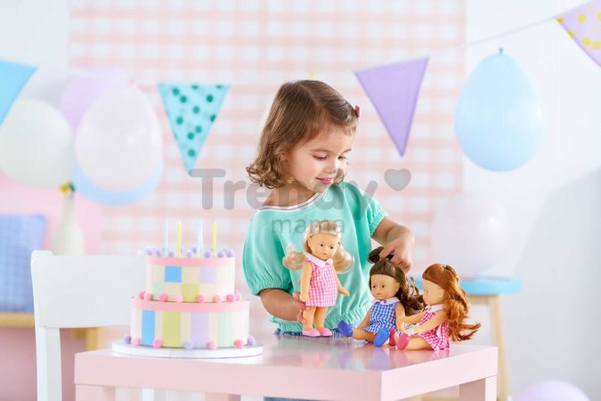 Bábika Mini Corolline Rosy Corolle dlhé blond vlasy s modrými očami a ružové šaty 20 cm