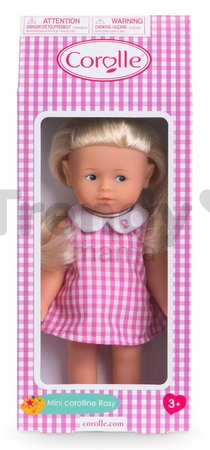 Bábika Mini Corolline Rosy Corolle dlhé blond vlasy s modrými očami a ružové šaty 20 cm