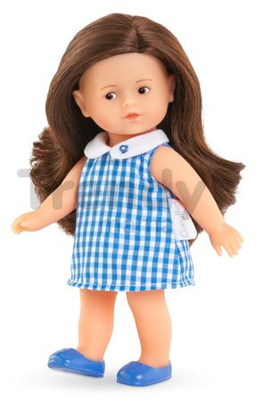 Bábika Mini Corolline Romy Corolle dlhé hnedé vlasy s hnedými očami a modré šaty 20 cm