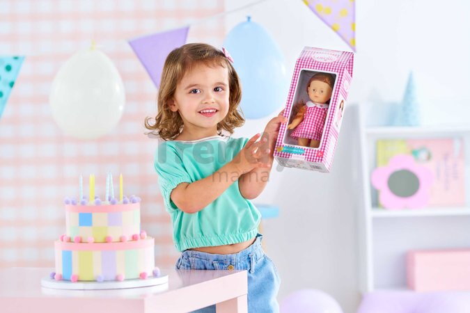 Bábika Mini Corolline Ruby Corolle dlhé ryšavé vlasy s hnedými očami a ružové šaty 20 cm