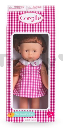 Bábika Mini Corolline Ruby Corolle dlhé ryšavé vlasy s hnedými očami a ružové šaty 20 cm