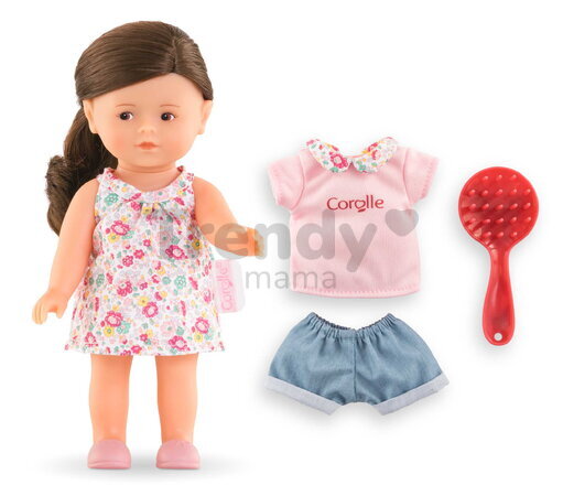 Bábika Romy Mini World Set Mini Corolline Corolle dlhé hnedé vlasy a hnedé oči 3 doplnky 20 cm