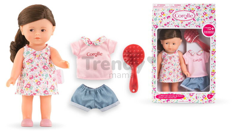 Bábika Romy Mini World Set Mini Corolline Corolle dlhé hnedé vlasy a hnedé oči 3 doplnky 20 cm