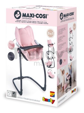 Jedálenská stolička s autosedačkou a hojdačkou Powder Pink Maxi Cosi&Quinny Smoby trojkombinácia s bezpečnostným pásom