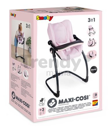 Jedálenská stolička s hojdačkou a autosedačkou Highchair Pink Maxi Cosi&Quinny Smoby trojkombinácia s bezpečnostným pásom pre 42 cm bábiku