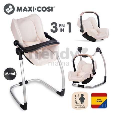 Jedálenská stolička s hojdačkou a autosedačkou Highchair Sandy Maxi Cosi&Quinny Smoby trojkombinácia s bezpečnostným pásom pre 42 cm bábiku