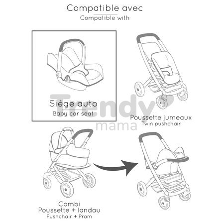 Jedálenská stolička s hojdačkou a autosedačkou Highchair Sandy Maxi Cosi&Quinny Smoby trojkombinácia s bezpečnostným pásom pre 42 cm bábiku