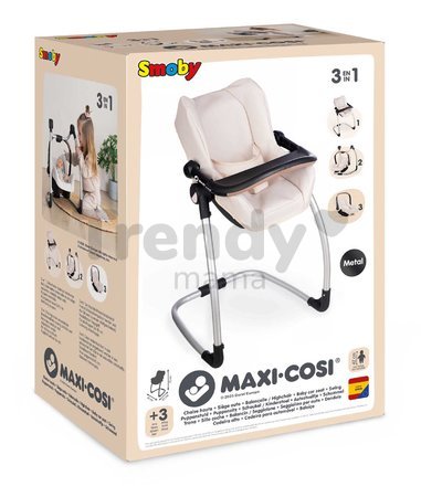 Jedálenská stolička s hojdačkou a autosedačkou Highchair Sandy Maxi Cosi&Quinny Smoby trojkombinácia s bezpečnostným pásom pre 42 cm bábiku