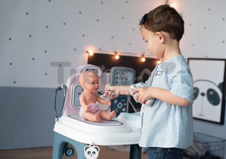 Zdravotnícky pult pre lekára Baby Care Center Smoby elektronický so zvukom a svetlom a bábika s 28 doplnkami