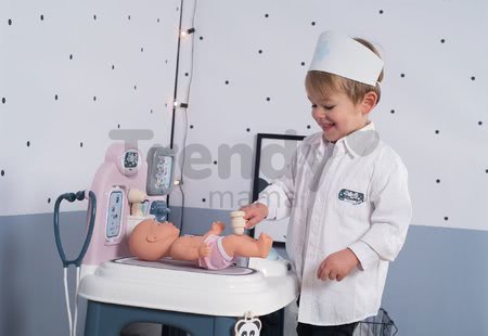 Zdravotnícky pult pre lekára Baby Care Center Smoby elektronický so zvukom a svetlom a bábika s 28 doplnkami