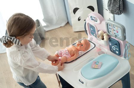 Zdravotnícky pult pre lekára Baby Care Center Smoby elektronický so zvukom a svetlom a bábika s 28 doplnkami