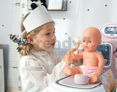 Zdravotnícky pult pre lekára Baby Care Center Smoby elektronický so zvukom a svetlom a bábika s 28 doplnkami