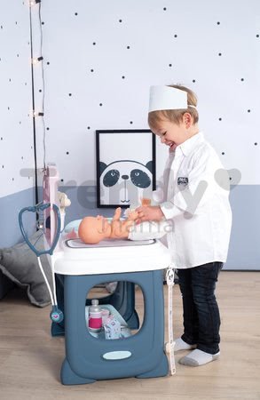 Zdravotnícky pult pre lekára Baby Care Center Smoby elektronický so zvukom a svetlom a bábika s 28 doplnkami