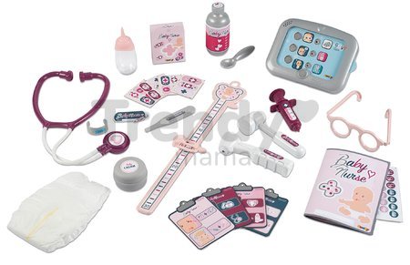 Zdravotnícky a prebaľovací pult Violette Baby Care Center Smoby s elektronickým displejom a 30 cm bábika s 25 doplnkami 68 cm výška