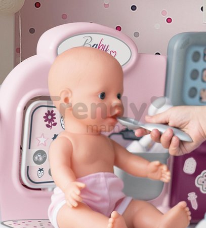 Zdravotnícky a prebaľovací pult Violette Baby Care Center Smoby s elektronickým displejom a 30 cm bábika s 25 doplnkami 68 cm výška