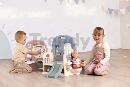 Domček pre bábiku Baby Care Childcare Center Smoby s 5 miestnosťami a 27 doplnkov do bytu