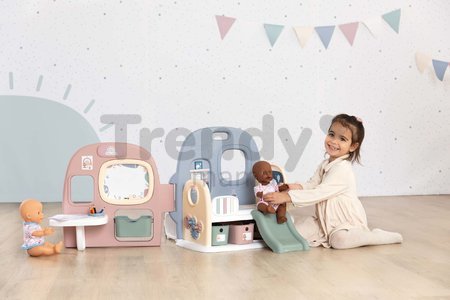 Domček pre bábiku Baby Care Childcare Center Smoby s 5 miestnosťami a 27 doplnkov do bytu